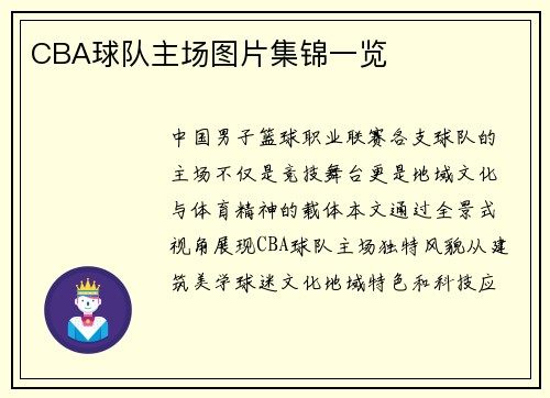 CBA球队主场图片集锦一览