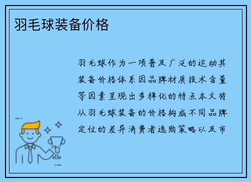 羽毛球装备价格